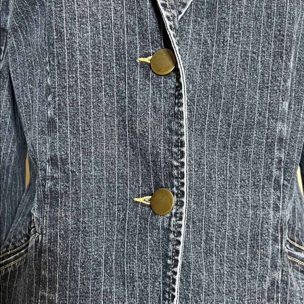 👖🧢🥏EUC New York & Company Striped Denim Jacket - Picture 5 of 13